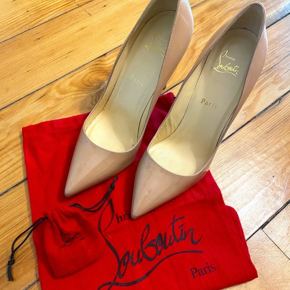 Christian Louboutin Shoes - Christian Louboutin Kate 100mm Nude Patent Pumps